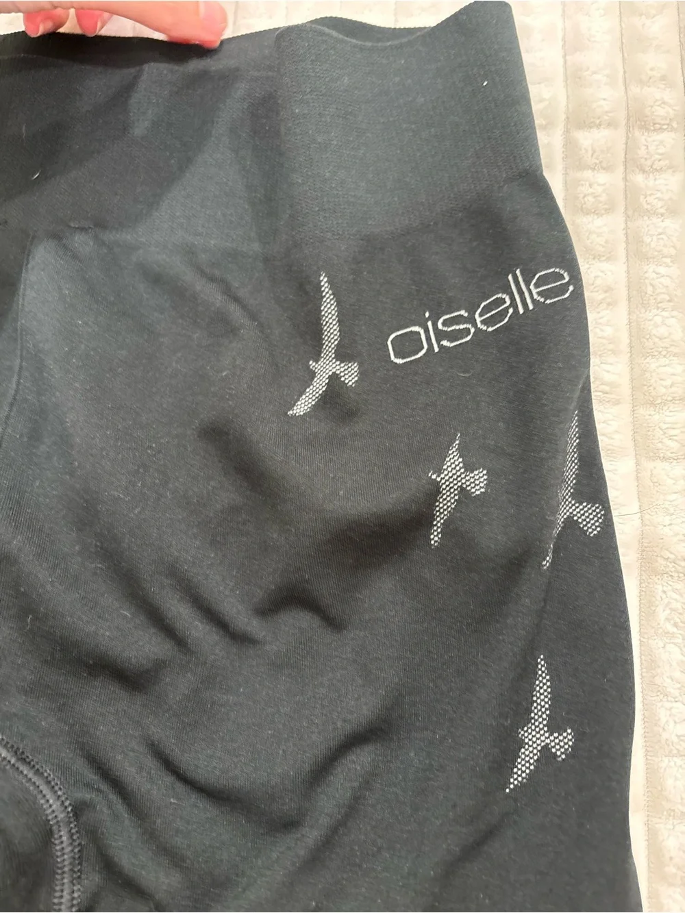 oiselle Black Women's Athletic Bike Shorts with Bird Motif